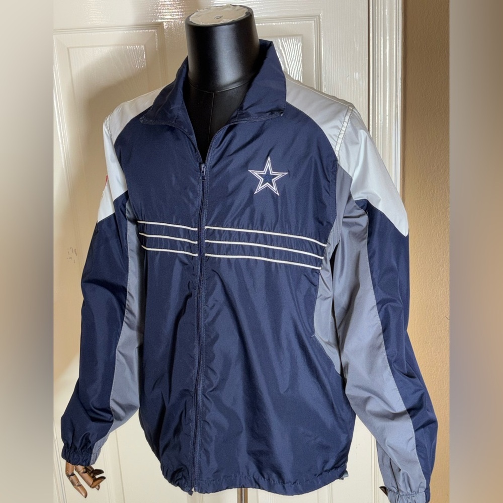 NFL Reebok Team Apparel Dallas Cowboys Men's Windbreaker Jacket - Blue Size L​ - Picture 4 of 10